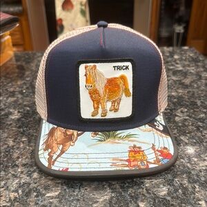 Goorin Bros Blue Trucker Hat with Bear Design